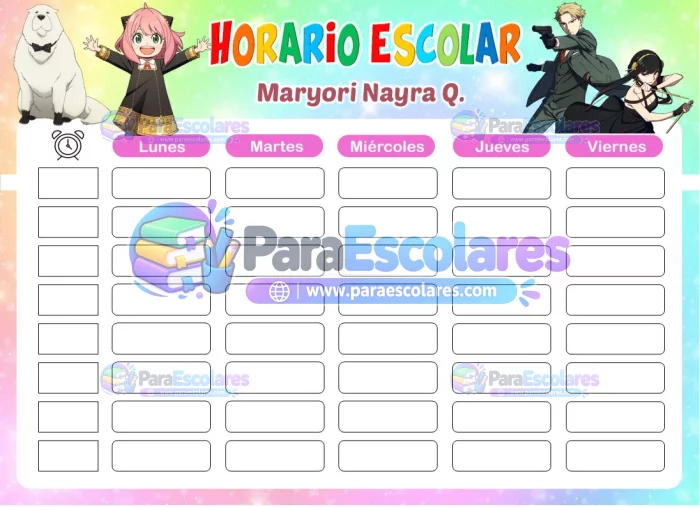 Spy x Family Girl Horario Escolar